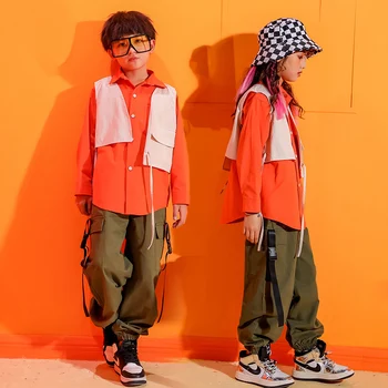 

Children Jazz Dance Costumes Boys Hip Hop Handsome Suit Girls Street Dance Performance Clothes Kids Catwalk Show Clothing VO706