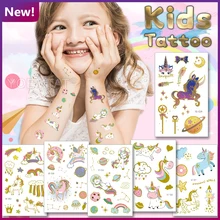Feather Bow Rainbow Unicorn Space Planet Face Hand Girl Child Glitter Tattoo Kids Space 6 Month Temporary Tatoo 2021 Body Art