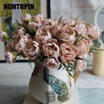 

8 Heads/Bouquet Mariage Christmas Simulation Real Touch Artificial Peony Flower Valentines Day Gift Fake Flower