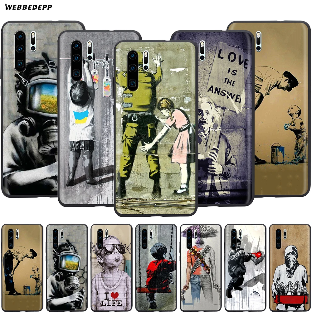 

Webbedepp Street Art Banksy Graffiti Case for Huawei P8 P9 P10 P20 P30 Lite Pro P Smart Z 2019 2019 Mini