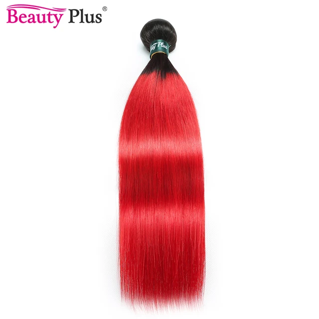 1 Bundle Deal Ombre Brazilian Straight Human Hair Weave Pre Colored 1B 99J Blue Green Purple Orange 30 Blonde Red 27 Hair Bundle 1B Red