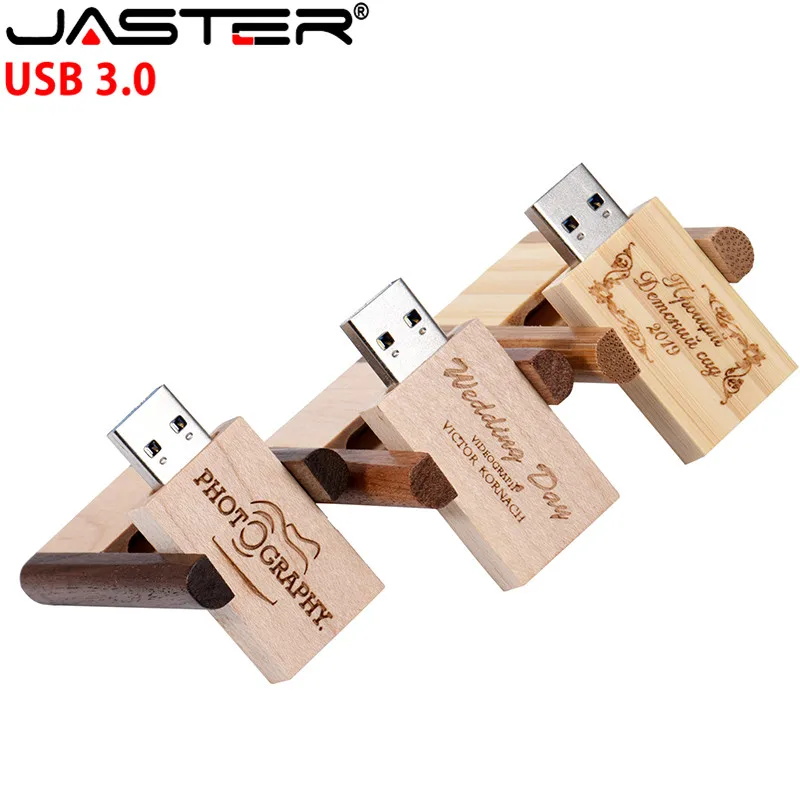 JASTER свадебные подарки деревянный USB флэш-накопитель орех USB 3,0 деревянный логотип гравировка usb палка