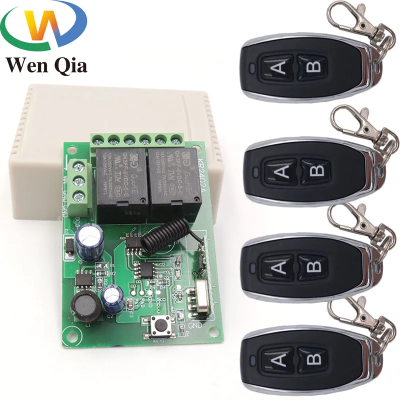 433mhz controle remoto sem fio universal dc6v 12v 24v 2ch rf relé e transmissor remoto garagem/portão/motor/luz/eletrodomésticos