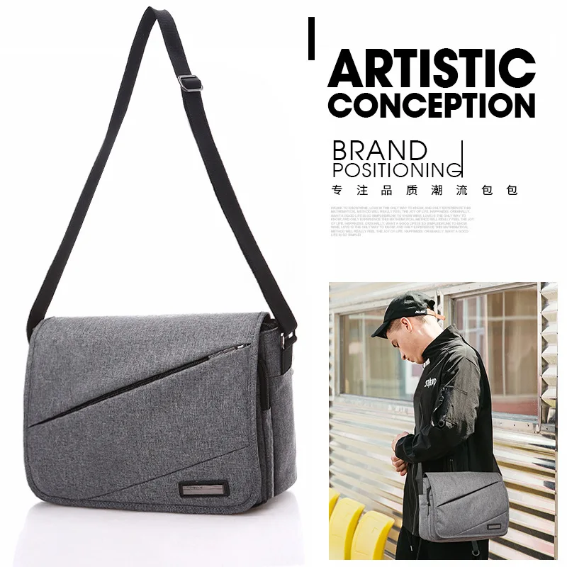 

2019 New Style MEN'S Single-shoulder Bag Korean-style Business-Style Single-shoulder Canvas Bag Oblique Bag Fashion Man Bag