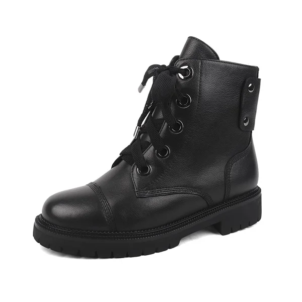 SOPHITINA/удобные ботинки с круглым носком женская обувь ручной работы из высококачественной коровьей кожи на квадратном каблуке со шнуровкой новые ботильоны SC437 - Цвет: Black