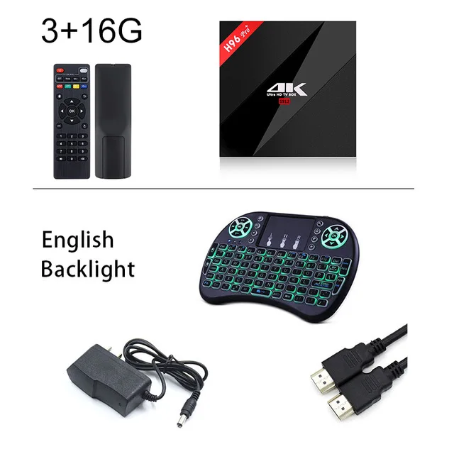 3G16G Add i8 Backlit H96 Pro plus Android 7,1 ТВ приставка 2G/3G ram 3 2G rom Amlogic S912 Восьмиядерный ТВ приставка BT4.1 2,4G+ 5G двойной Wifi смарт медиаплеер - Цвет: 3G16G Add i8 Backlit