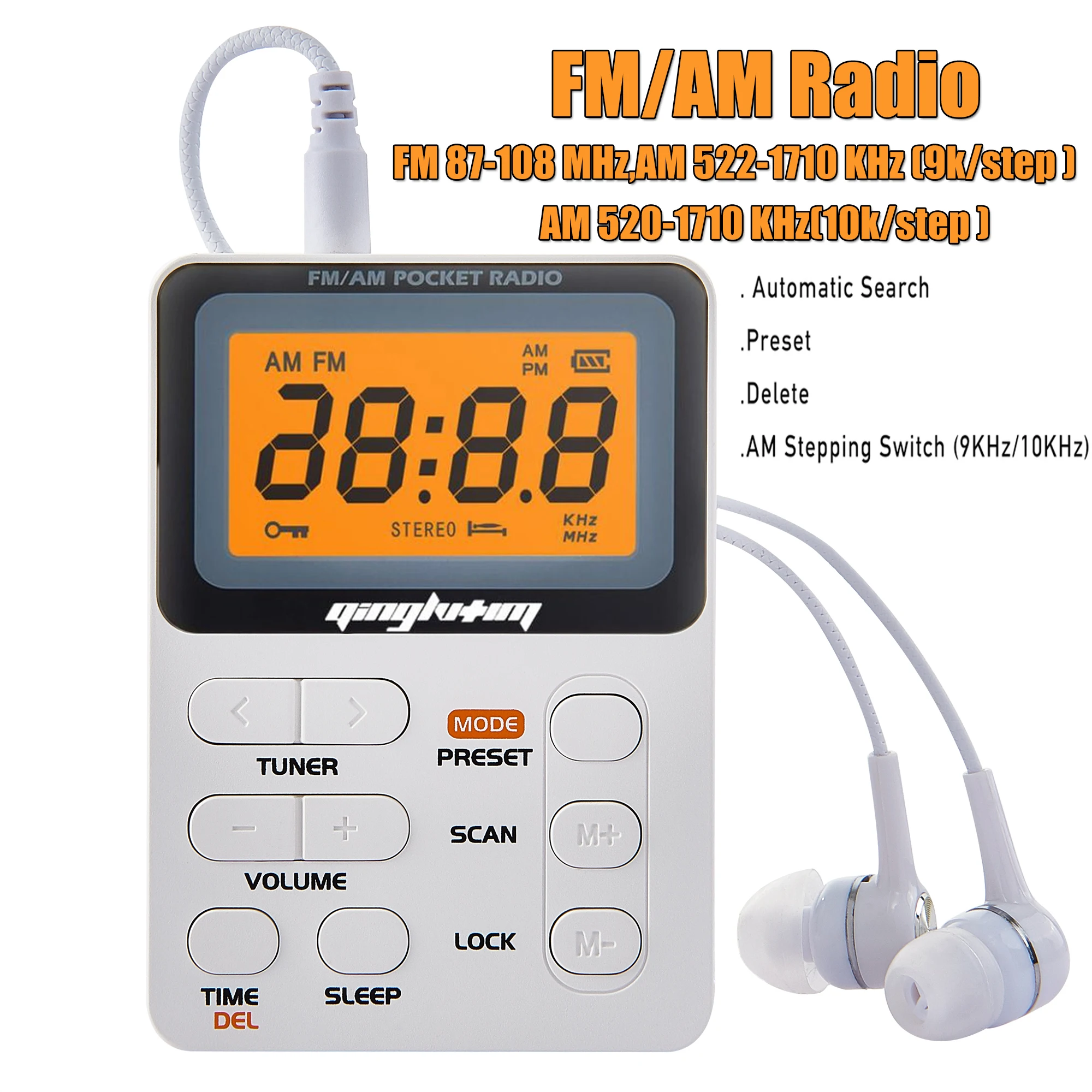 Мини FM/AM радио портативное карманное с светодиодный дисплей 3 5 мм Поддержка