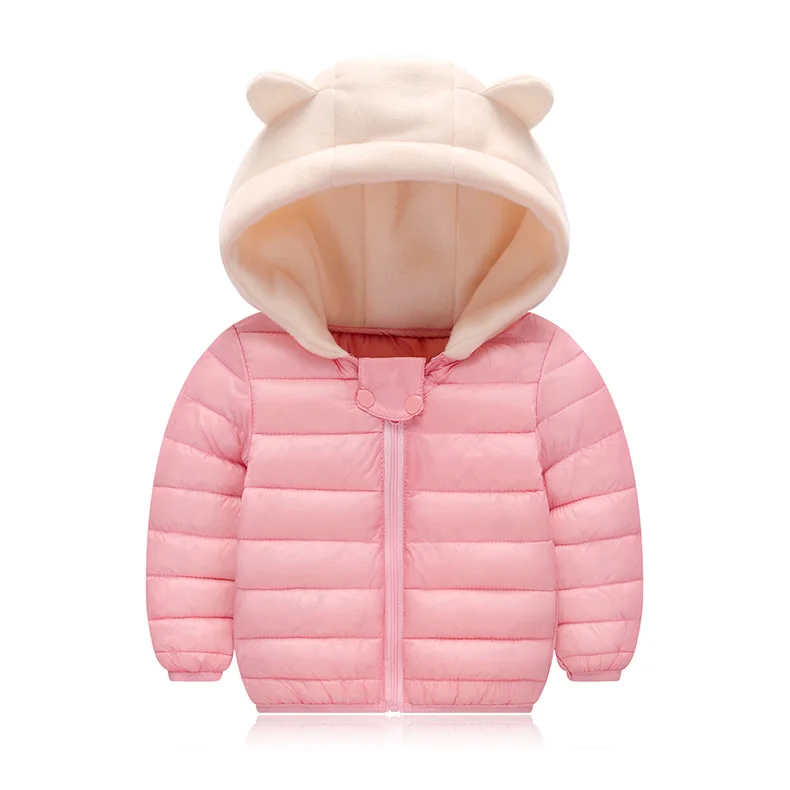 Детская зимняя куртка теплое пальто для маленьких мальчиков Милая одежда для маленьких девочек Осенняя Верхняя одежда Детские куртки с хлопковой подкладкой для девочек - Цвет: pink
