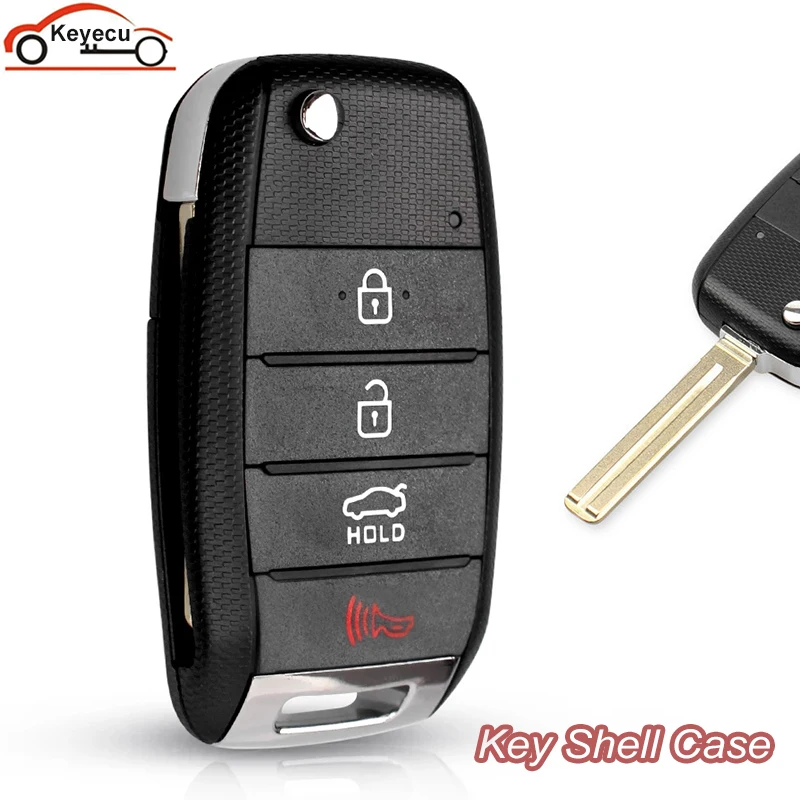

KEYECU 4 Buttons For KIA K3 Sorento Carens K5 K2 Cerato Forte Flip Folding Remote Key Case Fob Housing Key Shell
