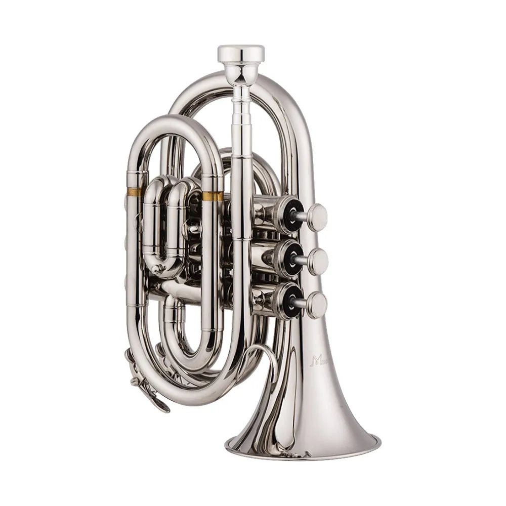 Mini Pocket Trumpet Trumpet Instrument Bb Flat Brass Material Wind Instrument With Mouthpiece Gloves Cleaning Cloth Carrying Case