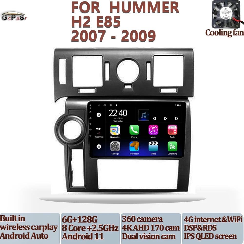 Автомагнитола мультимедийный видеоплеер для Hummer H2 E85 2007 - 2009 Android 11 навигация GPS