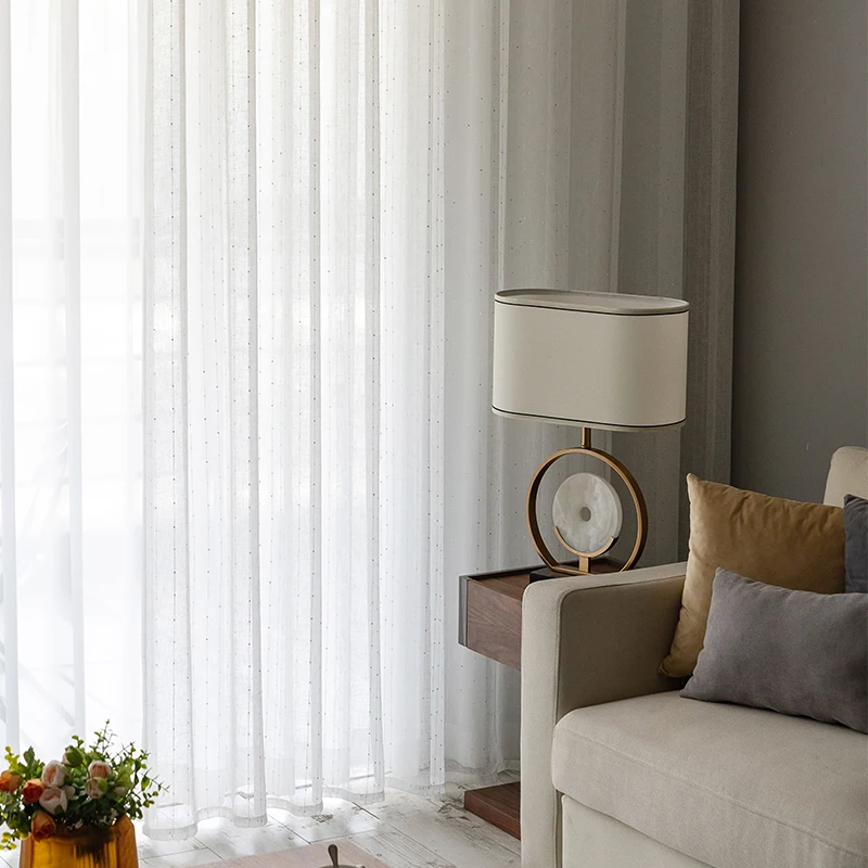 CDIY Solid White Tulle Curtains For Living Room Bedroom Embroidery Sheer Curtains Voile Curtains Window Treatments Drapes Blind