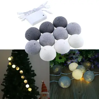 

10 LED Aladin LED String Light Cotton Ball Lights Blue + Gray + White Decor Cotton for Party Ball Lamp Decration Charming
