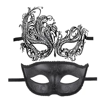 

Couple Gorgeous Venetian Masquerade Exquisite Rhinestone Mask Party Hollow Sexy Mask Black