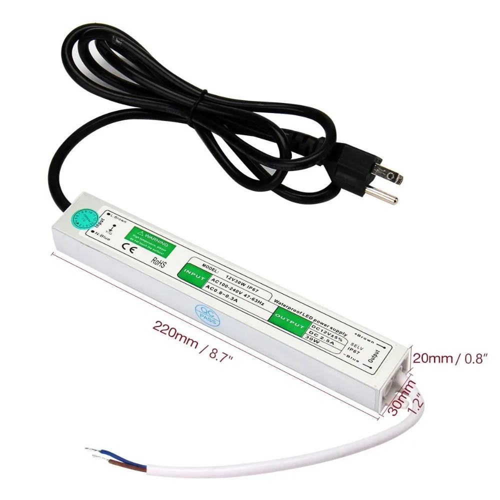 DC 12 V 30W Водонепроницаемый драйвер питания AC 110-260V к DC 12 вольт 2.5A адаптер постоянного напряжения трансформатор для светодиодной ленты