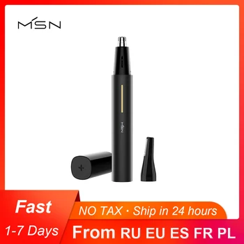 

MSN Stainless Steel Double-ended Nose Hair Trimmer Rechargeable Eyebrow Shaver 2 in 1 Dual Blade Safe Cleaner Tool Black