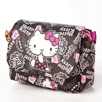 

Bag cartoon cute female double zipper buckle waterproof mobile phone bag helloKitty leather bag shoulder slung small bag