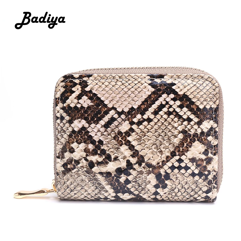 

Women Wallet Serpentine PU Leather Solid Zipper Clutch Bag Multi Slots Credit Card Holder Brief Casual Female Bifold Clutch Bag