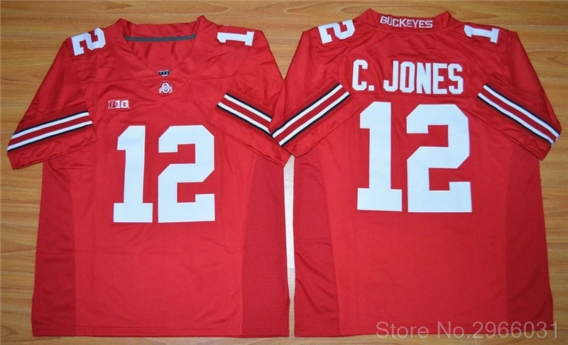 Мужская майка в стиле Огайо State Buckeyes 12 Cardale Jones college, черная, белая, красная, сшитая, размеры S-3XL