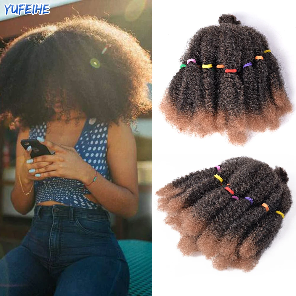12 Inch Marley Hair Synthetic Afro Kinky Bulk Braids Hair Crochet Braids Hair Extensions For Women For Kids Ombre Braiding Hair
