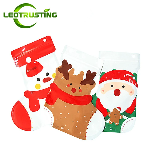 10Pcs Christmas Ziplock Bag Plastic Cartoon Candy Gift Ziplock Packaging Bag  Christmas Tree Elk Cookies Snack Storage Bags - AliExpress