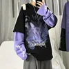 Autumn high street diablo long-sleeved men's fake two-piece t-shirt male students Korean loose clothes trendy men's clothing ► Photo 3/6