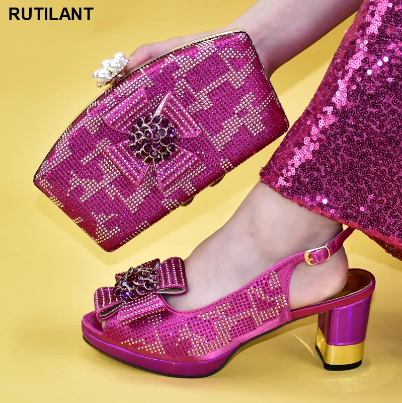 

Nigerian Women Party Pumps High Heels Italian Shoes with Matching Bags Italian Shoe and Bag Set for Party In Women High Quality