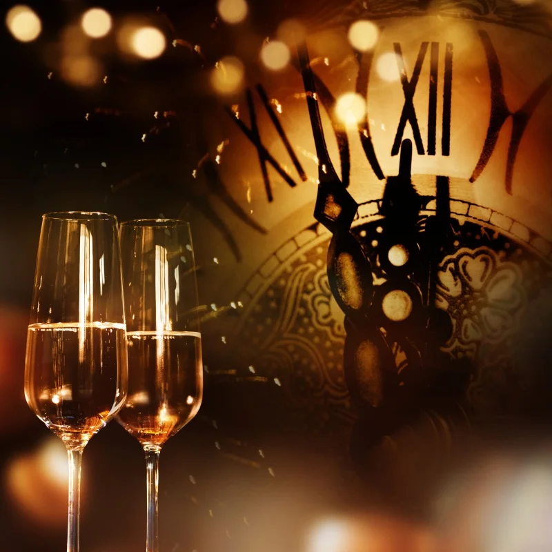

Laeacco Happy New Year Polka Dots Digital Clock Wine Glasses Party Celebration Photographic Background Photo Backdrop Photocall