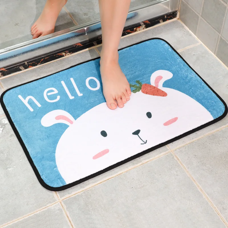 

1pcs cartoon Style Printing Doormat Flannel Fabric Whale Home Decoration floor Mat Non-slip Floor Mat