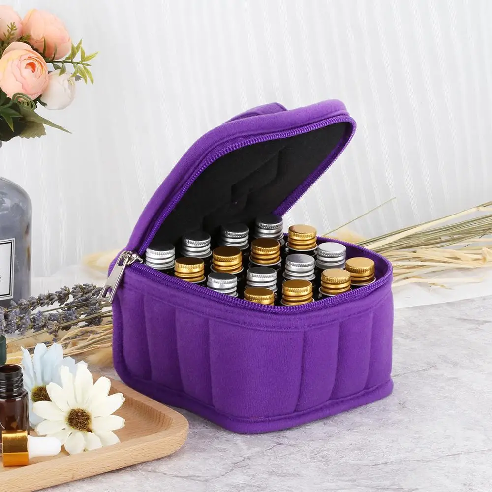 

Cosmetic Box Essential Oil Bottle Storage Bag Portable Velvet Flannel Pack Essential Oil Bottles Separately Travel case 16 Cases