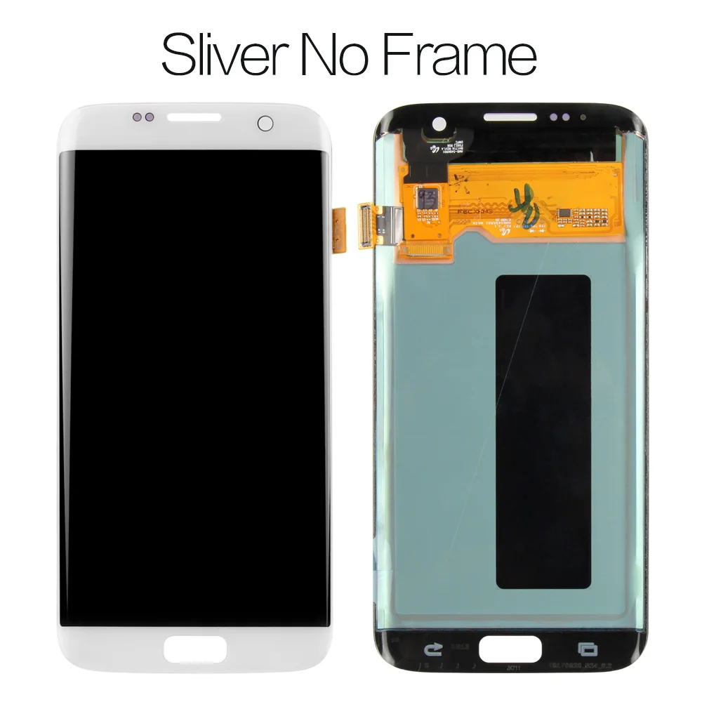 Супер AMOLED lcd Замена для samsung S7 Edge G935F G935A G9350 lcd дигитайзер сенсорный экран с рамкой экрана - Цвет: Sliver no Frame