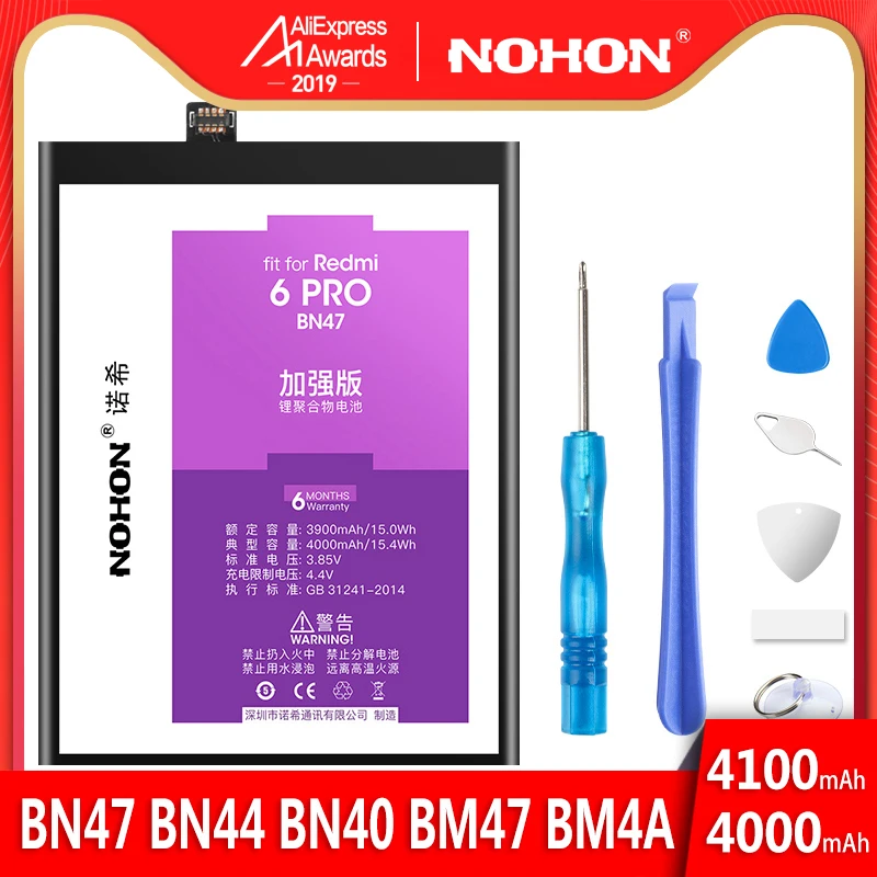 NOHON аккумулятор для Xiaomi Redmi 6 4 Pro 5 Plus 3 3 S 4X батарея BN47 BN44 BN40 BM47 BM4A Замена Bateria литий-полимерные батареи
