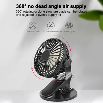 

Portable USB Cooling Fan Mini Clamp Silent Fan 360-degree Rotating USB Rechargeable Air Fan Home ABS Electric Computer Table Fan