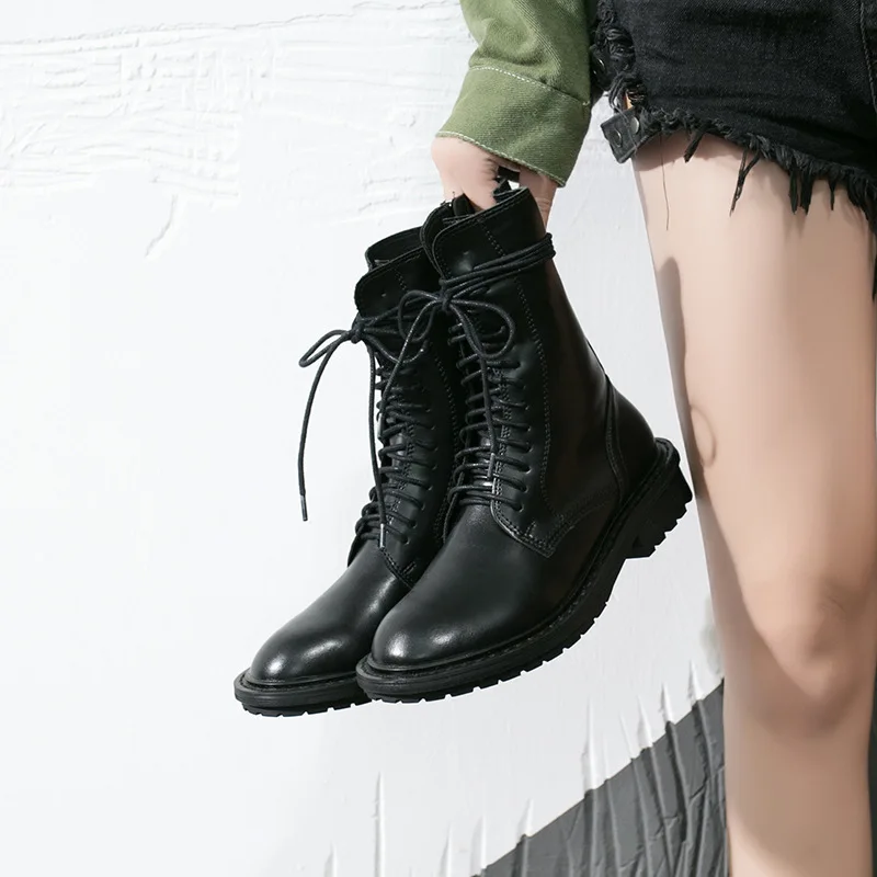 

England Autumn Boots Women's 2019 New Style Handsome Wind Martin Ultra-Pure Color Red Versatile Rubber Small Short Boots Autumn