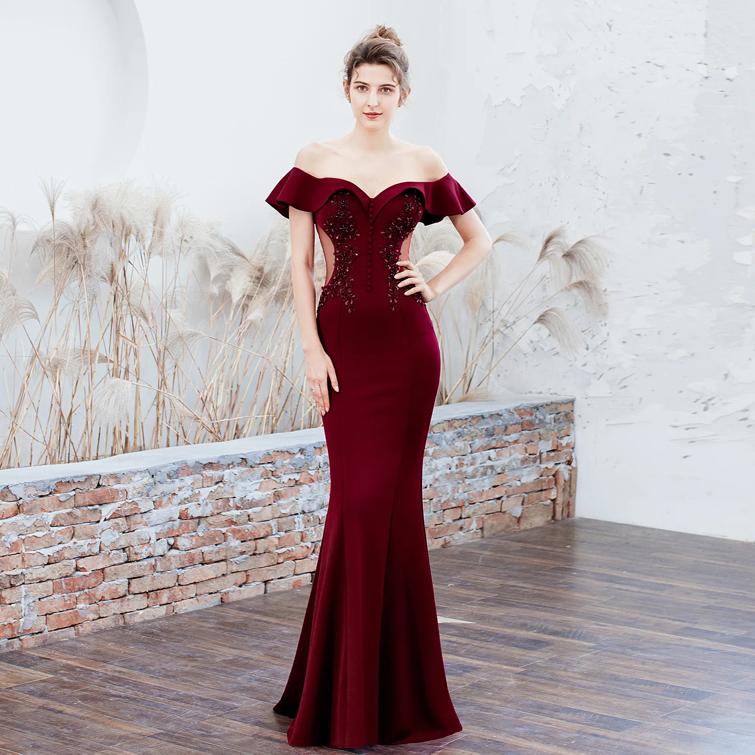 

Elegant Mermaid Prom Dresses Long 2019 Sweetheart Short Sleeve Ruched Simple Formal Party Gowns Vestido De Festa Longo ES2846