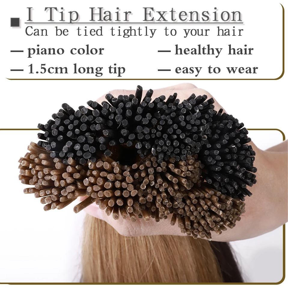 S-noilite 1g/s Straight Human Hair 50pcs I Tip Hair Extensions Fusion Keratin Micro Ring Pre-Bond Blonde Stick For Women