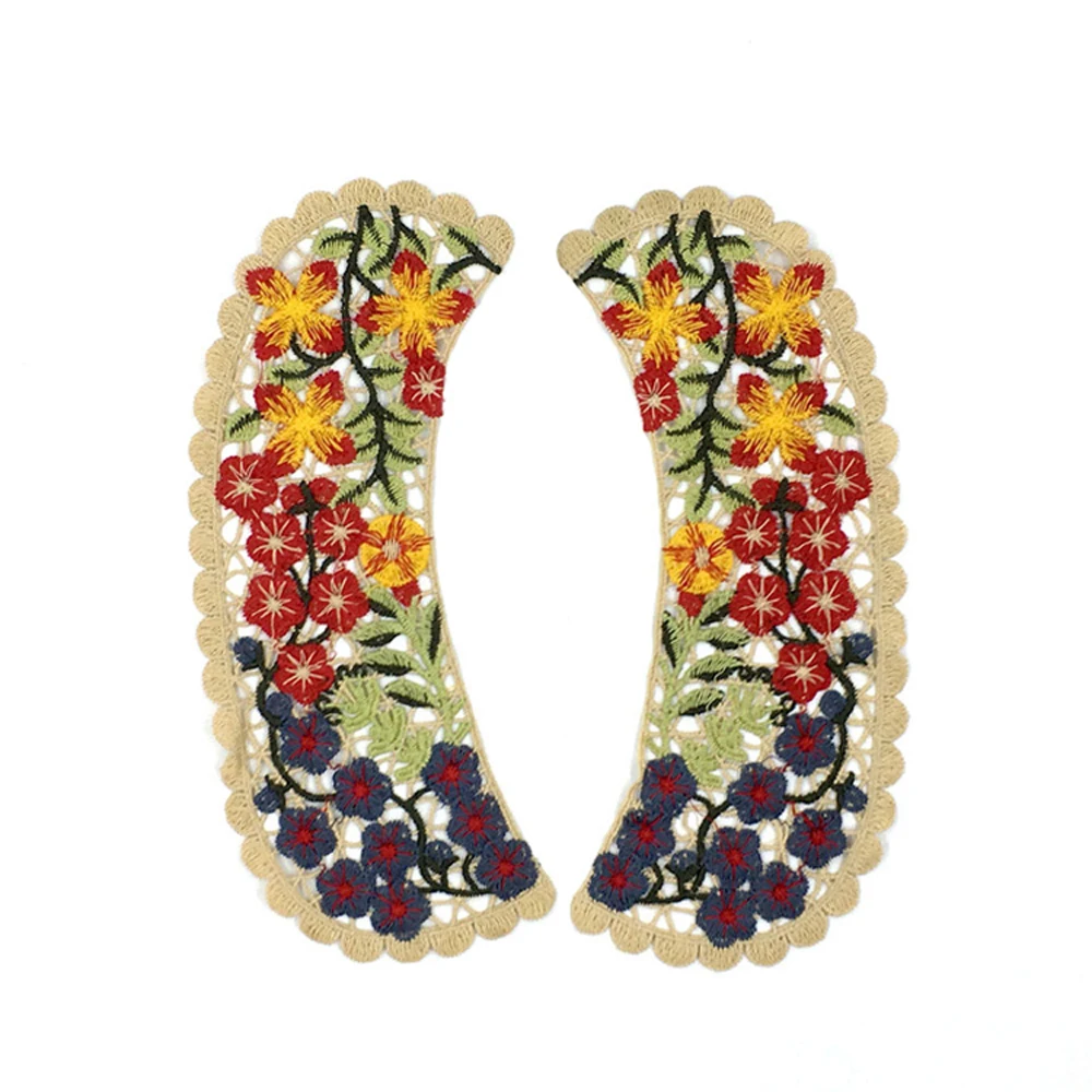 1 쌍 수 놓은 가짜 Neckline 칼라 DIY 여성 Applique 바느질 용품 아프리카 Guipure 레이스 원단