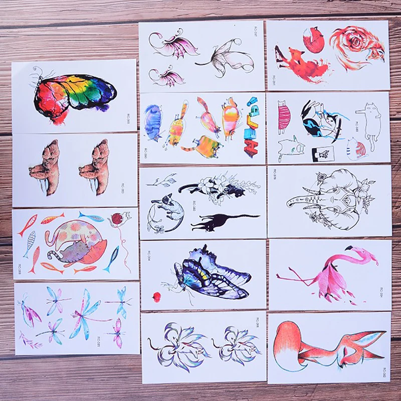 

AACAR 1 Sheet Butterfly fox bear Animal Pattern Women Girl Body Art Temporary Beauty Decal Waterproof Tattoo Sticker Tattoo