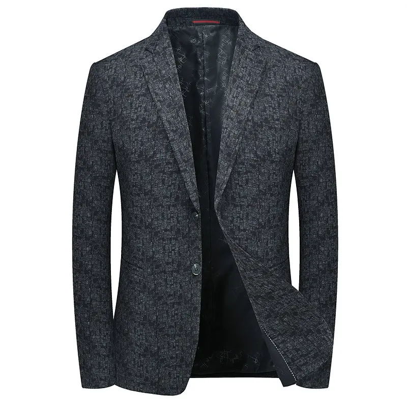 

Men Smart Casual Blazer Dark Gray Woolen Blend Outfits Male Notched Collar Slim Fit Wool Jacket Suit Homme Costume With Lining