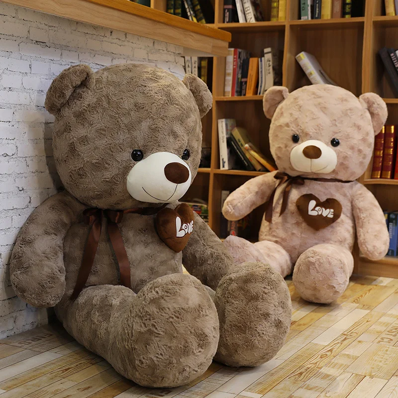 60cm/80cm/100cm High Quality Teddy Bear With Love Plush Toy Stuffed Soft Cushion for Child Girls Lover Birthday Valentine's Gift