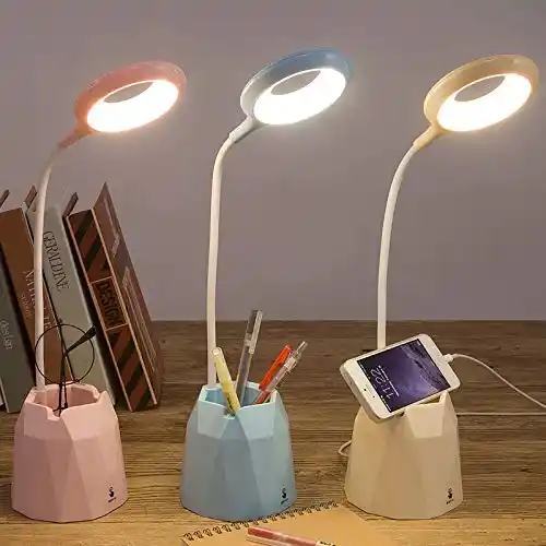 lampara de mesa led recargable soporte de lapiz creativo lampara de escritorio tactil dormitorio estudiantes ninos lectura carga usb luz led nocturna