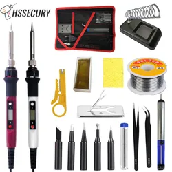 Fer à souder électrique US EU 80W température réglable LCD outil de soudage 220V/110V tête de soudure, ensemble d'outils de réparation de dispositif 