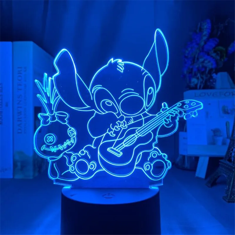 Stitch 3D Night Light RGB Table Desk Lampara Visual LED Remote Touch Stitch Bedroom Bedside Lamp Kid Gift Creative Cute Lighting