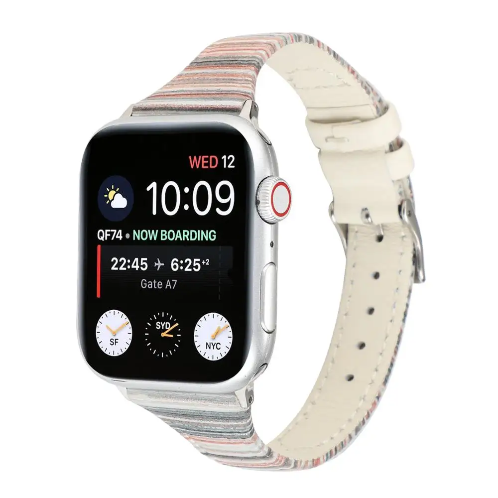 leather for apple watch 5 4 band 42mm/38mm double buckle Bracelet Loop Wristband for iwatch series 3 2 1 44/40mm smart Accessory