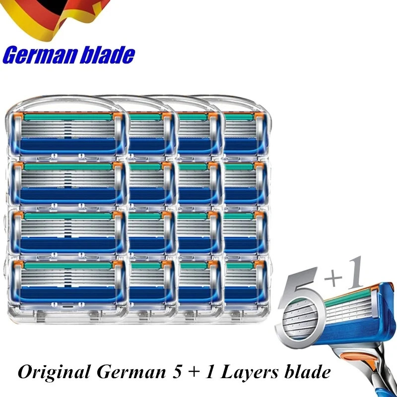 

8/16Pcs/Lot Gillette Fusion German 5+1 layers Razor Blades for Men Beard Shaved Razor Blade Travel Case Shaving and Hair Removal