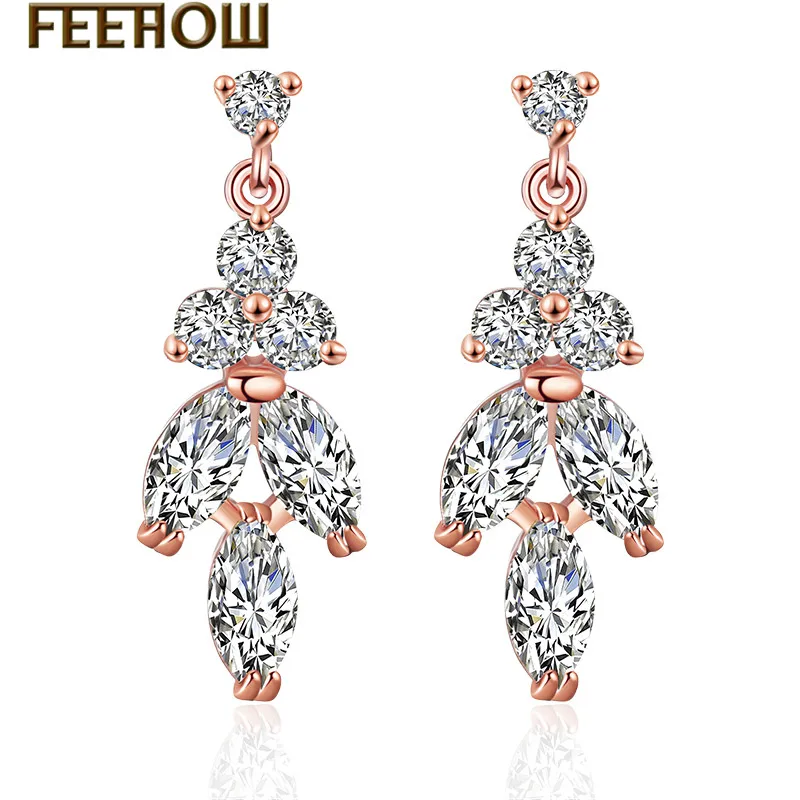 FEEHOW красивые высококачественные кубические циркония Цветы Модные свадебные