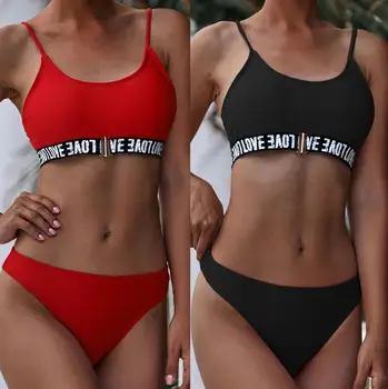 

2020 Two-Piece Separates love Bikini Women Swimwear Bikini Sexy Biquini Swim Suit Push Up Swimsuit Female Beachwear Swimming