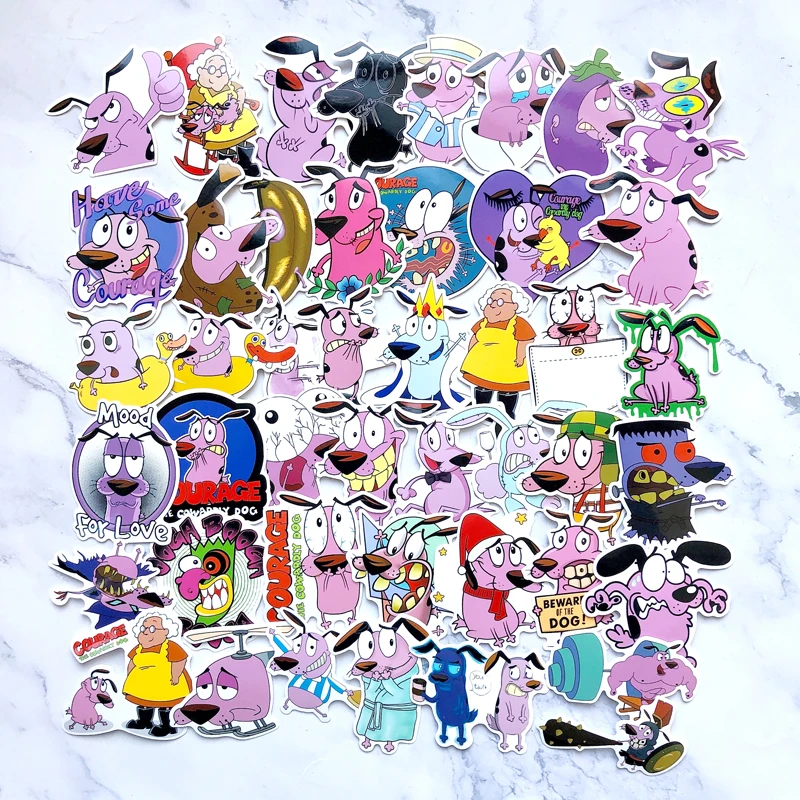 

50pcs COURAGE The Cowardly Dog funny DIY scrapbooking album Luggage Laptop Motorcycle notebook decal Waterproof Sticker