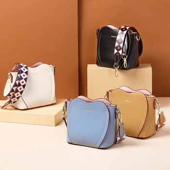 

New Arrival Fashion Heart Shape Zipper PU Leather Messenger Shoulder Bag for Ladies