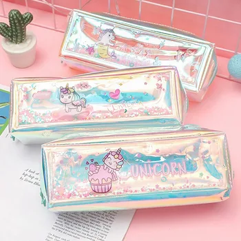 

Unicorn Creative Transparent Oil Pencil Case School Supplies Stationery Gift Pencilcase School Cute Pencil Box School Tools